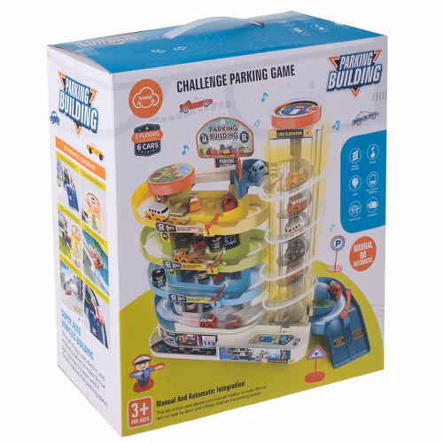 Interaktiv Stor Bilparkeringsbana med Hissgarage