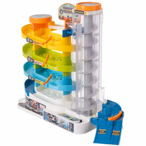 Interaktiv Stor Bilparkeringsbana med Hissgarage