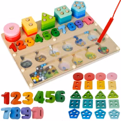 Träsorterare för barn - pedagogisk leksak Montessori 3-i-1-pussel