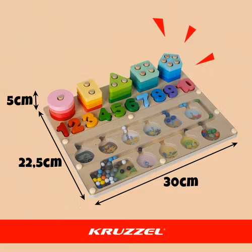 Träsorterare för barn - pedagogisk leksak Montessori 3-i-1-pussel