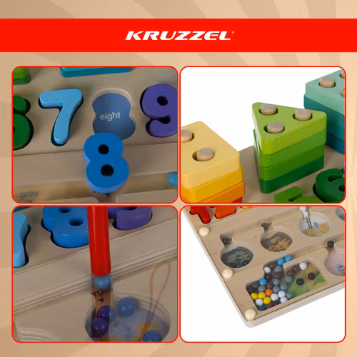 Träsorterare för barn - pedagogisk leksak Montessori 3-i-1-pussel