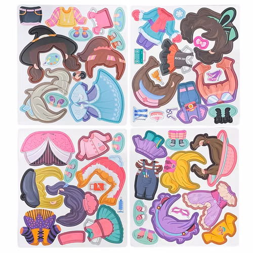 Magnetpussel, kreativt pussel, utklädning av flickor