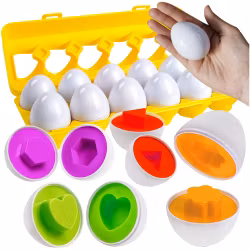 Ægsorterer, Montessori pædagogisk puslespil, match former farver 12 æg