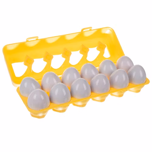 Äggsorterare, Montessori pedagogiskt pussel, matcha former färger 12 ägg