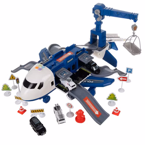 Polisplan för barn, hopfällbar interaktiv parkeringsplats, polis + bilar