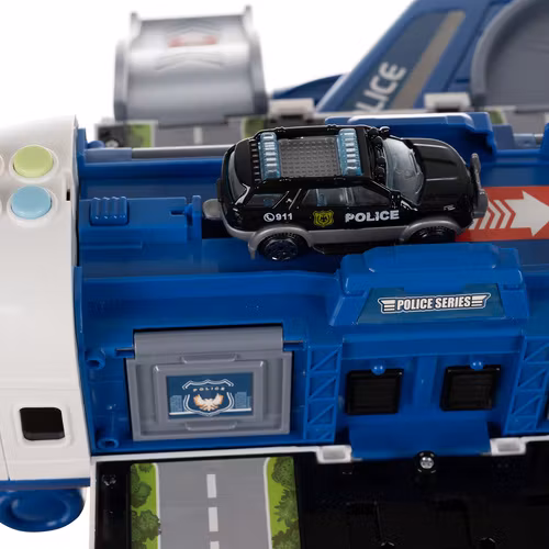 Polisplan för barn, hopfällbar interaktiv parkeringsplats, polis + bilar