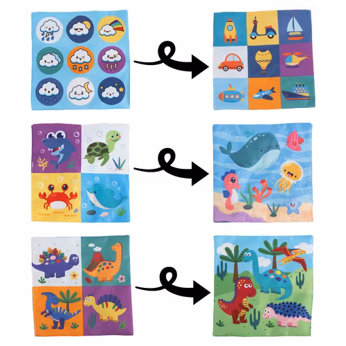 Sorteringslåda med näsdukar, plysch, Montessori, sensoriskt för barn 0+ - lärande genom lek