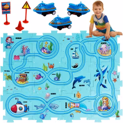 Banpussel för montering, rutt, kreativ och pedagogisk, vägmatta bilar 25 bitar