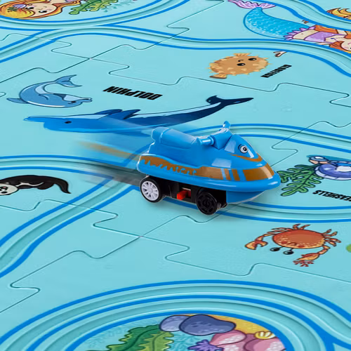 Banpussel för montering, rutt, kreativ och pedagogisk, vägmatta bilar 25 bitar