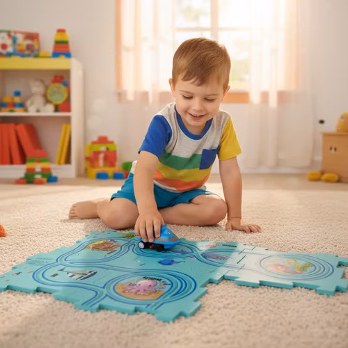 Banpussel för montering, rutt, kreativ och pedagogisk, vägmatta bilar 25 bitar