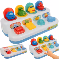 Pedagogisk leksak med popup-fordon, hoppande POPUP-bilar, interaktiva 4-i-1-fordon