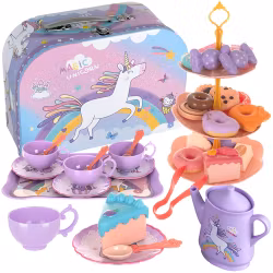 Børne tesæt, kaffesæt, kaffetilbehør + gaveæske, legetøjs tesæt med slik