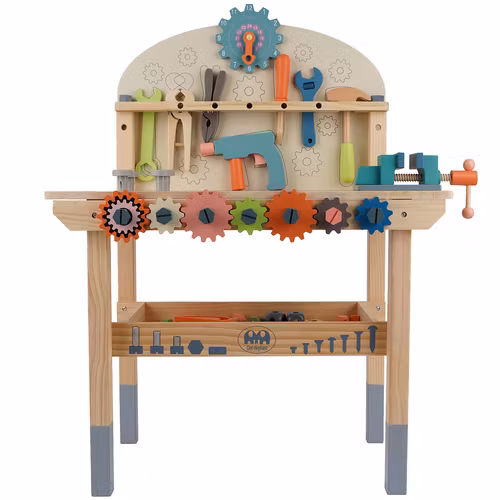 Barnverkstad med 3-i-1 träverktyg – det perfekta gör-det-själv-kitet