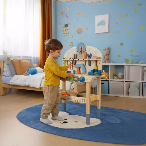 Barnverkstad med 3-i-1 träverktyg – det perfekta gör-det-själv-kitet