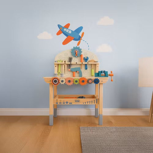 Barnverkstad med 3-i-1 träverktyg – det perfekta gör-det-själv-kitet