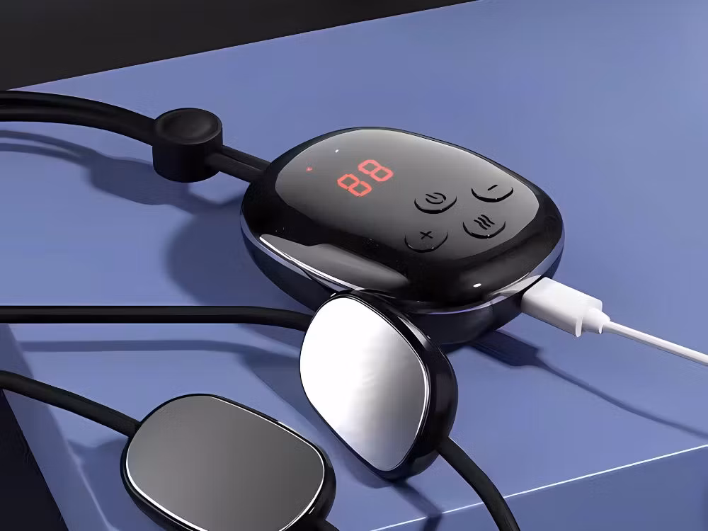 Elektrostimulator Nackmassageapparat USB – 15 intensitetsnivåer & 4 värmelägen EMS
