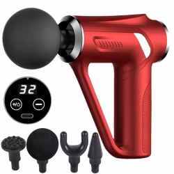 Massagepistol för Rygg, Kropp & Ben – Stark Muskelmassage med 4 Utbytbara Munstycken
