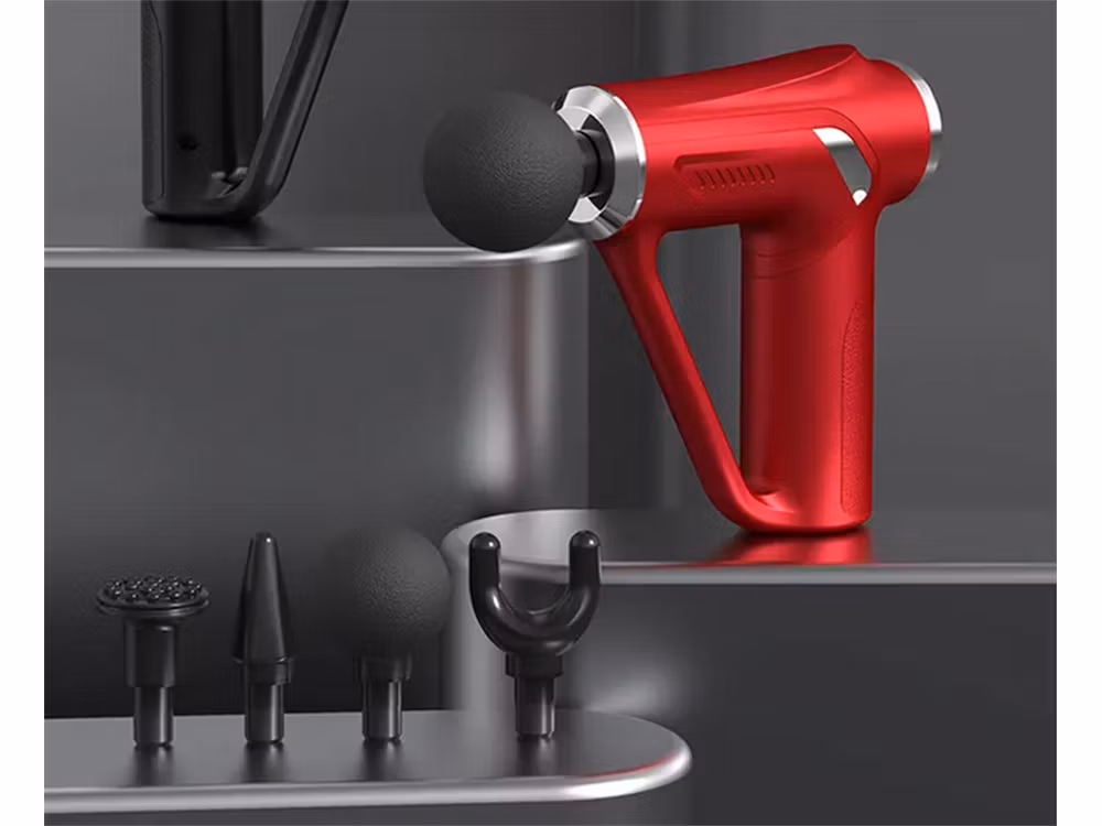 Massagepistol för Rygg, Kropp & Ben – Stark Muskelmassage med 4 Utbytbara Munstycken