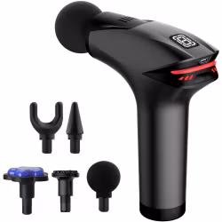 Massagepistol för Rygg, Kropp & Ben – Stark Muskelmassage med 5 Utbytbara Munstycken