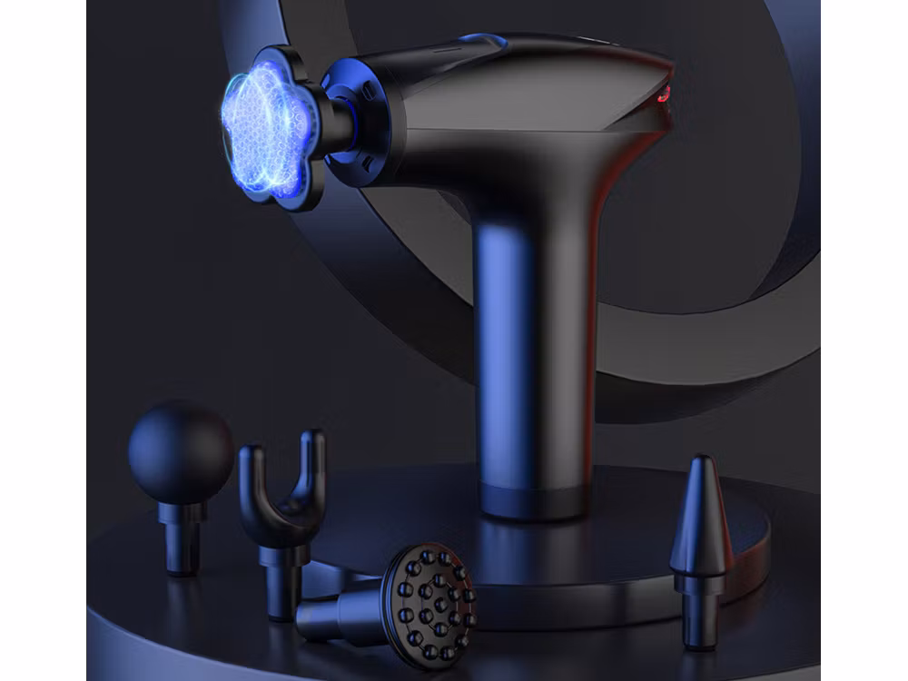 Massagepistol för Rygg, Kropp & Ben – Stark Muskelmassage med 5 Utbytbara Munstycken