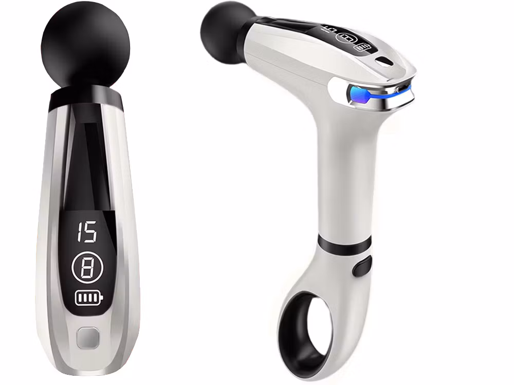 Hvid massagepistol til ryg, krop og ben – Stærk muskelmassage med 4 spidser