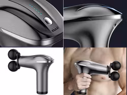 Silver Massagepistol för Rygg, Kropp & Ben – Stark Muskelmassage med 4 Spetsar