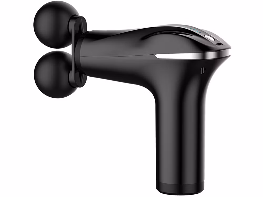 Sort massagepistol til ryg, krop og ben – Stærk muskelmassage med 4 spidser