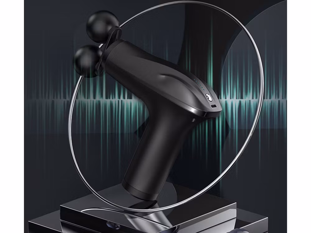 Sort massagepistol til ryg, krop og ben – Stærk muskelmassage med 4 spidser