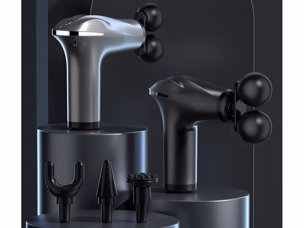 Sort massagepistol til ryg, krop og ben – Stærk muskelmassage med 4 spidser