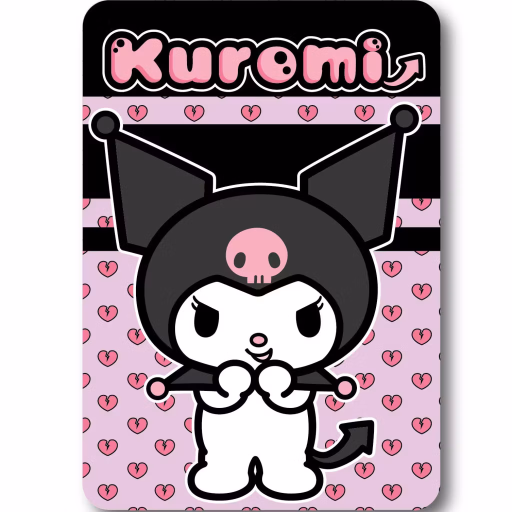 Hello Kitty Kuromi fleecefilt – Heart 100x140 cm | Mjuk & mysig barnfilt i lila