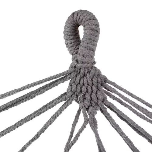 Trädgårdshängmatta 200x100 cm – Bekväm Hängmatta i Bomull med Trästag, 200 kg Kapacitet, Grå