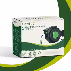 Automatisk Trädgårdsslangvinda 30 m – GARDLOV Väggmonterad Slangvinda med 7-läges Sprutpistol, 180° Rotation