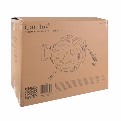 Automatisk Trädgårdsslangvinda 30 m – GARDLOV Väggmonterad Slangvinda med 7-läges Sprutpistol, 180° Rotation