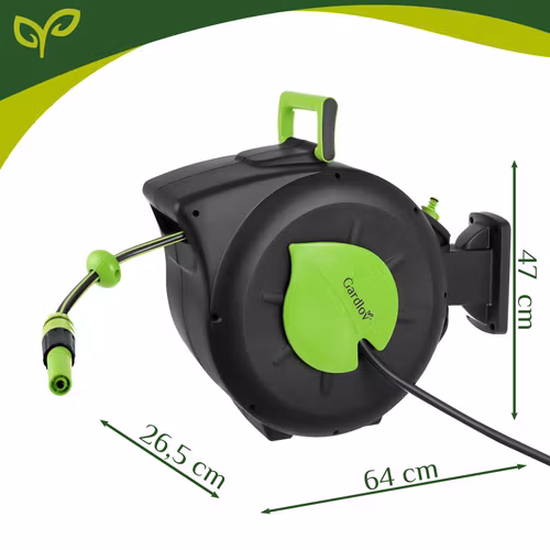 Automatisk Trädgårdsslangvinda 30 m – GARDLOV Väggmonterad Slangvinda med 7-läges Sprutpistol, 180° Rotation