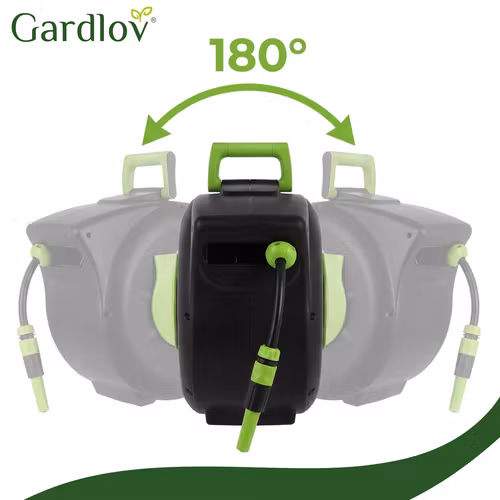 Automatisk Trädgårdsslangvinda 30 m – GARDLOV Väggmonterad Slangvinda med 7-läges Sprutpistol, 180° Rotation