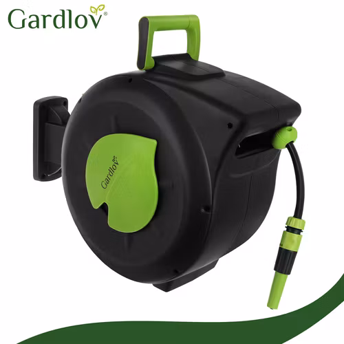 Automatisk Trädgårdsslangvinda 30 m – GARDLOV Väggmonterad Slangvinda med 7-läges Sprutpistol, 180° Rotation