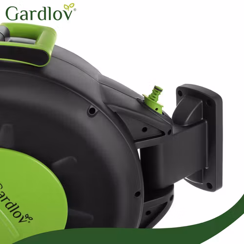 Automatisk Trädgårdsslangvinda 30 m – GARDLOV Väggmonterad Slangvinda med 7-läges Sprutpistol, 180° Rotation