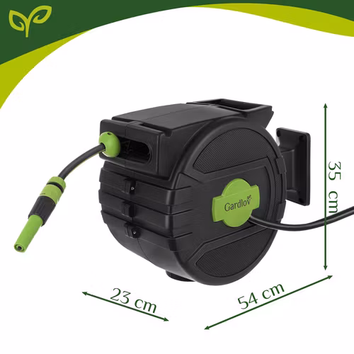 Automatisk Trädgårdsslangvinda 20 m – GARDLOV Väggmonterad Slangvinda med 7-läges Sprutpistol & 180° Rotation