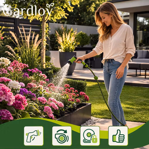 Automatisk Trädgårdsslangvinda 20 m – GARDLOV Väggmonterad Slangvinda med 7-läges Sprutpistol & 180° Rotation