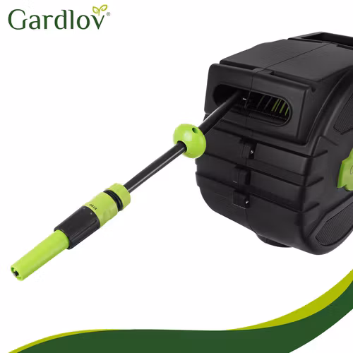 Automatisk Trädgårdsslangvinda 20 m – GARDLOV Väggmonterad Slangvinda med 7-läges Sprutpistol & 180° Rotation