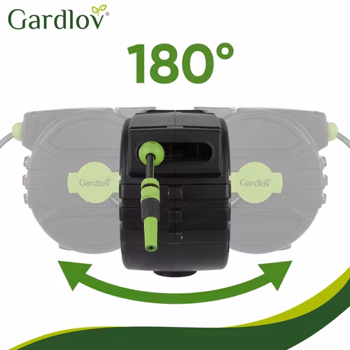 Automatisk Trädgårdsslangvinda 20 m – GARDLOV Väggmonterad Slangvinda med 7-läges Sprutpistol & 180° Rotation