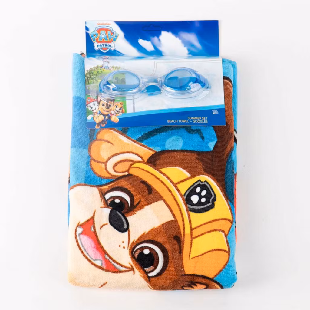 Paw Patrol “Ready” Badhandduk & Simglasögon Set – Snabbtorkande