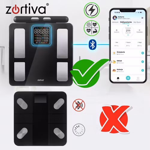 Analytisk baderomsvekt med Bluetooth – ZORTIVA Smart Premium