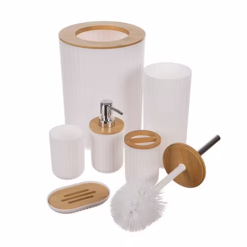 Baderomstilbehørssett 6 deler – Ruhhy med bambus og moderne design