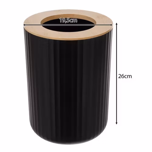 Bathroom accessories set 6 pieces – Black with bamboo | Ruhhy