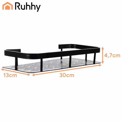 Sort brusehyldesæt med 2 – Vægmonteret badeværelseshylde i aluminium