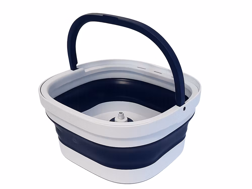 360° Flat Swivel Mop with Foldable Bucket – 2-Pack Rotating Microfiber Bucket