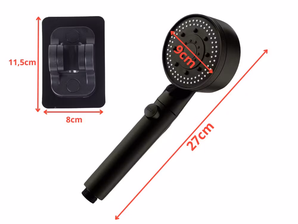 Duschset med handtag, 5 funktioner, slang 150 cm, högtrycksgrepp