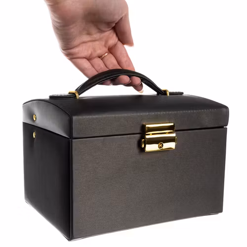 Smyckeskrin Svart Satin – Låsbart Smyckesskåp 20 Fack | BEAUTYLUSHH