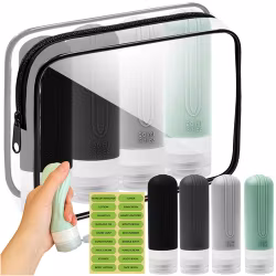 Reseflaskor Flygplan 4x90ml – Necessär & TSA Godkänd | TRIZAND